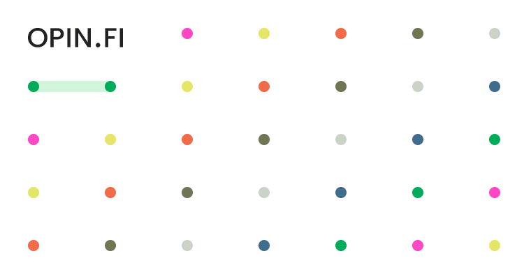 Modernt prickmönster med text "OPIN.FI"